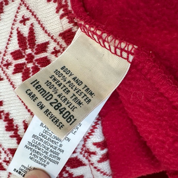 L.L. Bean Nordic Fleece Zip Up Jacket Women Size Large Snowflake ❄️ Red - Picture 10 of 12